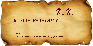 Kuklis Kristóf névjegykártya
